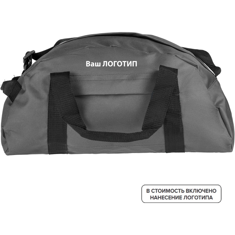 Изображение товара Сумка дорожная Portager из полиэстра серого цвета (30 штук в упаковке) с лого