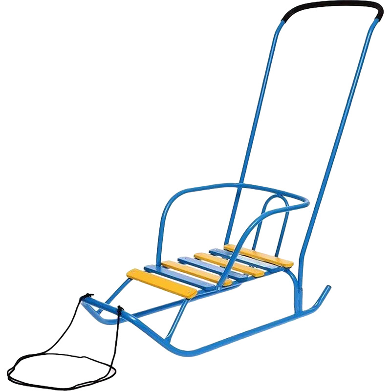 Изображение товара Детские санки Nika Ветерок 2 голубые с ручкой, металлический каркас, до 25 кг