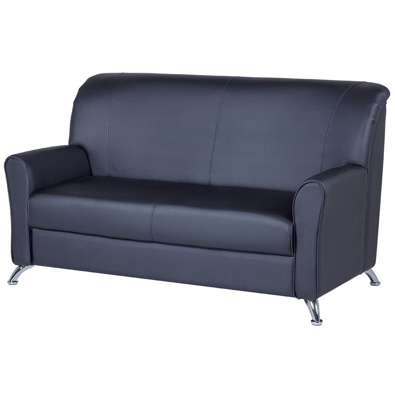 Изображение товара Двухместный диван Европа черный из искусственной кожи стильный и комфортный