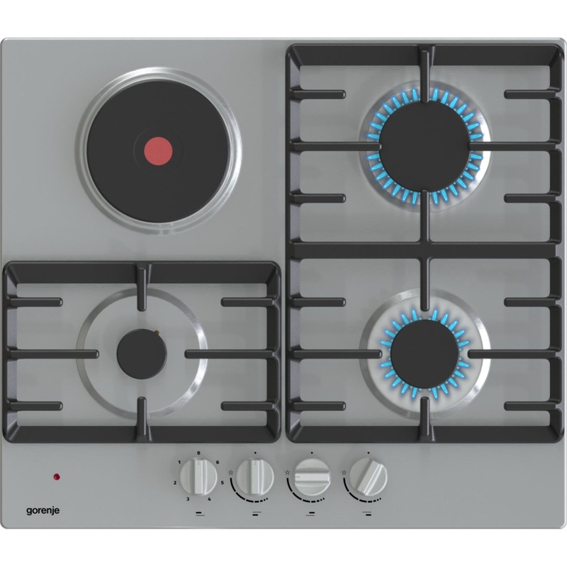 Изображение товара Газовая варочная панель Gorenje GE681X 4 комбинированных конфорки, нержавеющая сталь