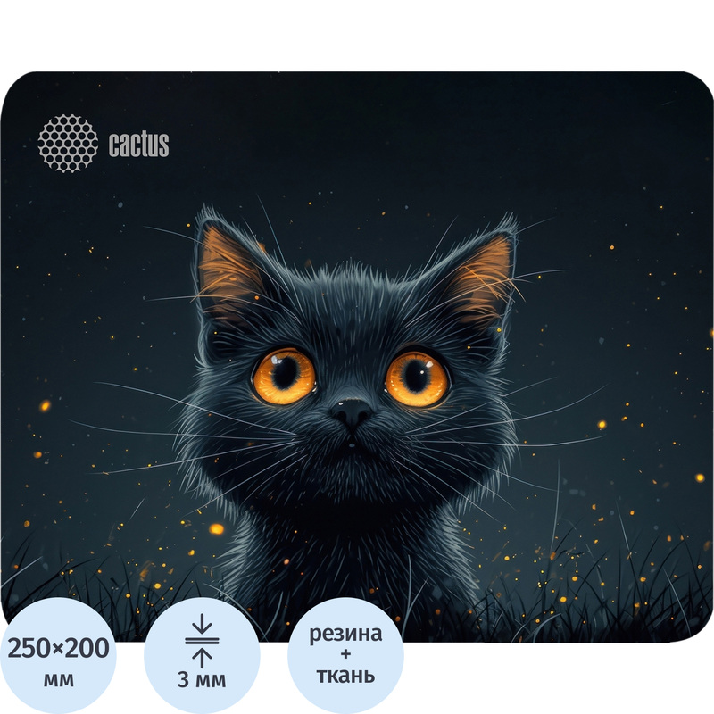 Изображение товара Коврик для мыши Cactus Black Cat (CS-MPC-D09S)