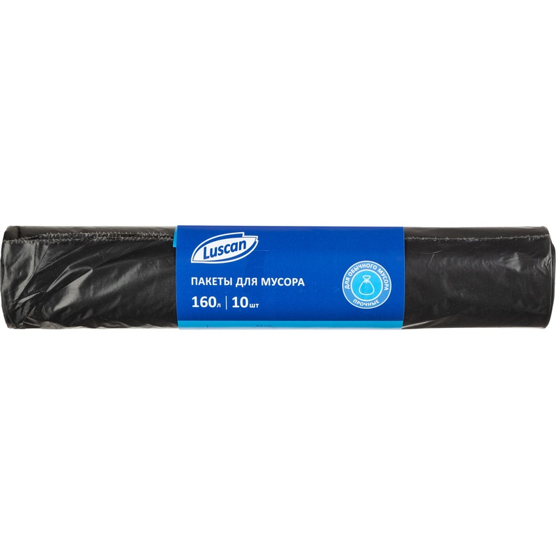 Изображение товара Мешки для мусора Luscan 160 л черные (ПВД 40 мкм, 10 штук)