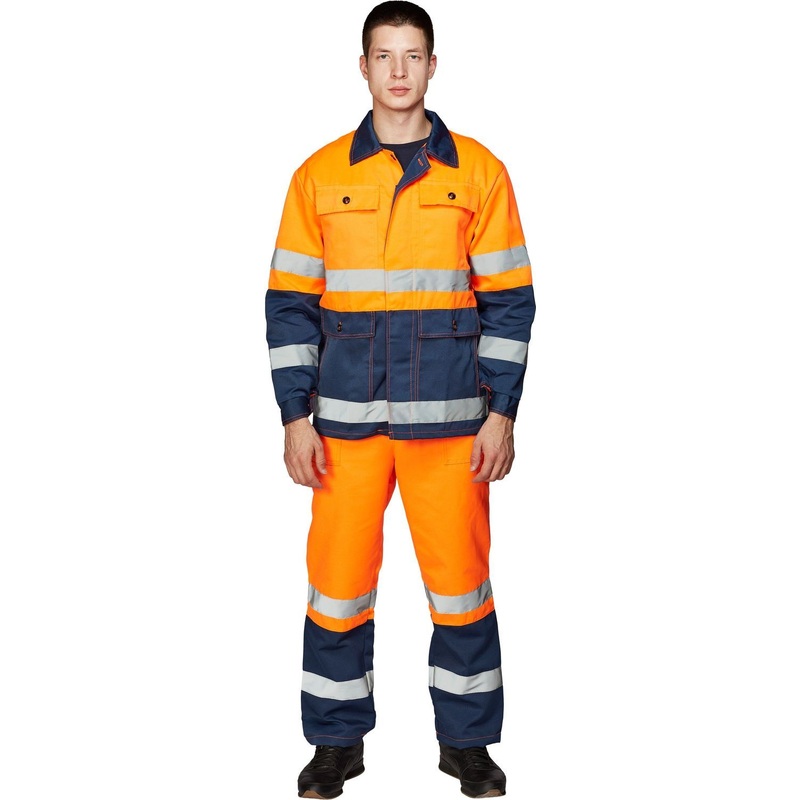 Изображение товара Дорожный летний рабочий костюм Спектр-КПК оранжевый с синими элементами