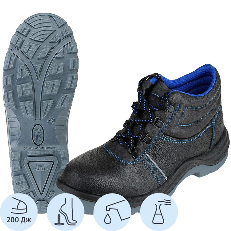 Изображение товара Рабочие ботинки 12/1С ПУ из искусственной кожи с металлическим подноском черные размер 36