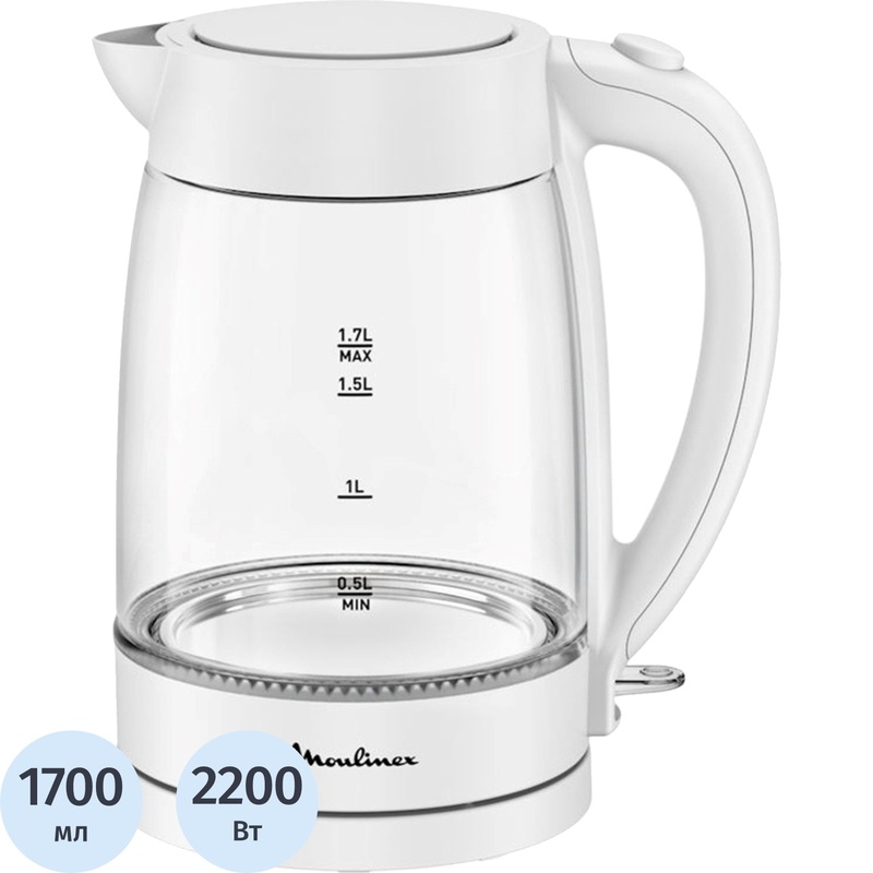 Изображение товара Электрический чайник Moulinex BY2S01F0 белый с фильтром и подсветкой