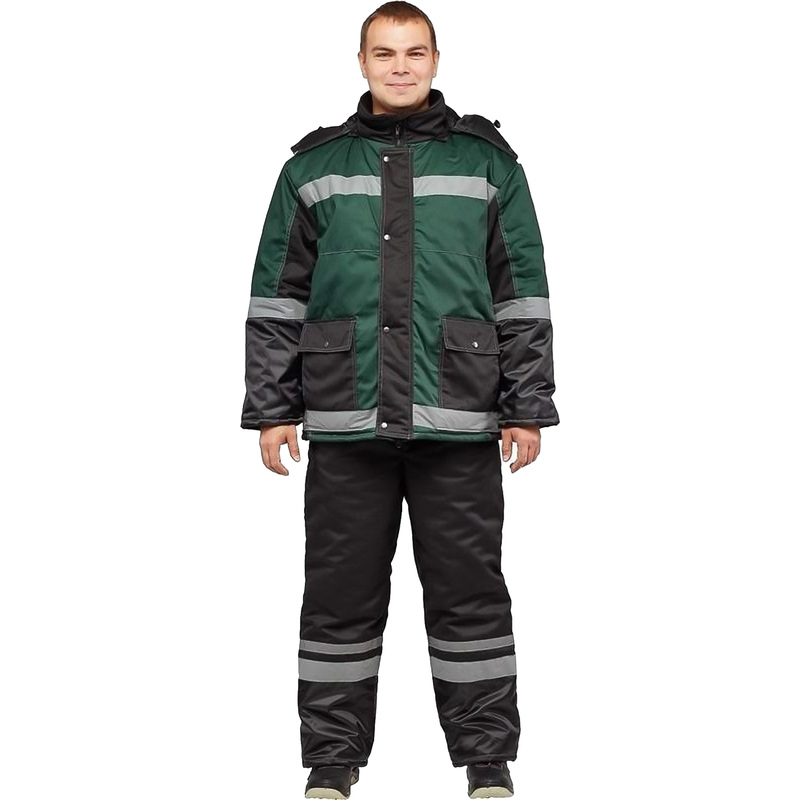 Изображение товара Костюм рабочий зимний мужской з39-КБР черный/зеленый