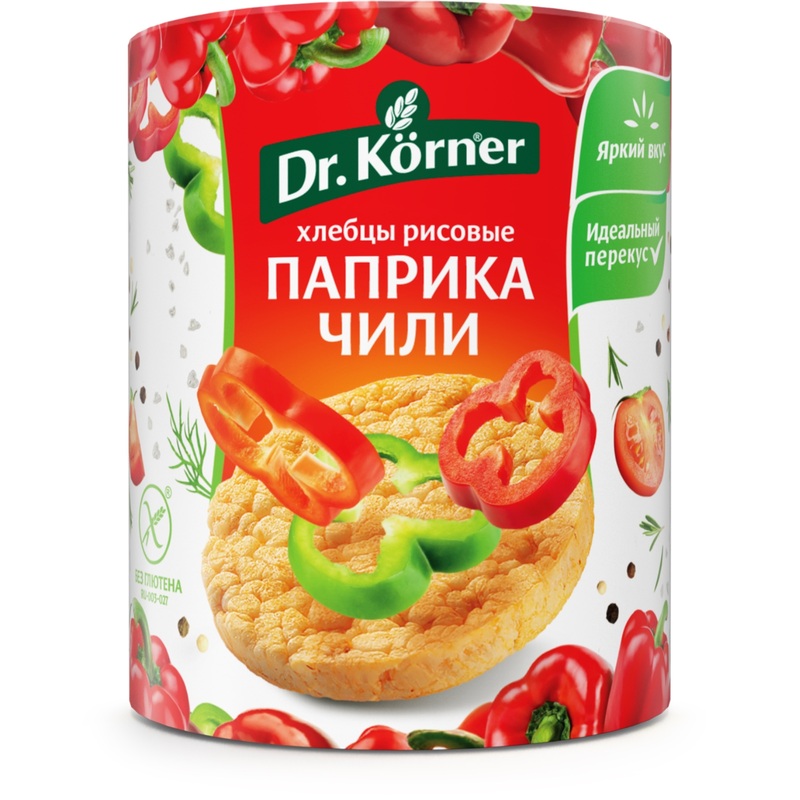 Изображение товара Хрустящие рисовые хлебцы Dr.Korner с паприкой и чили, 80 г