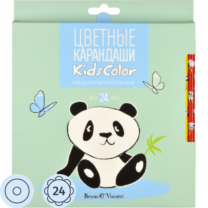 Изображение товара Bruno Visconti Панда набор 24 цветных карандашей круглых