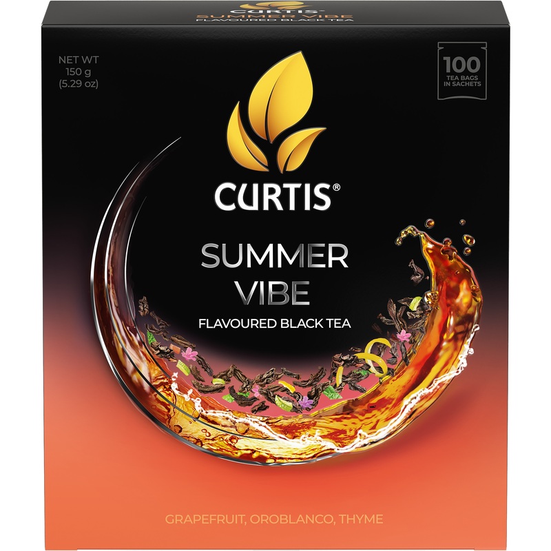 Изображение товара Черный чай Curtis Summer Vibe 100 пакетиков с Грейпфрутом и Чабрецом