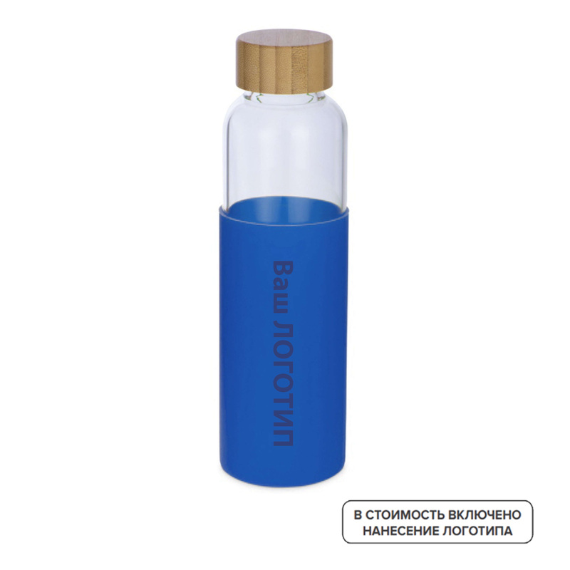 Изображение товара Стеклянная бутылка Refine 550 мл с силиконовым чехлом и бамбуковой крышкой