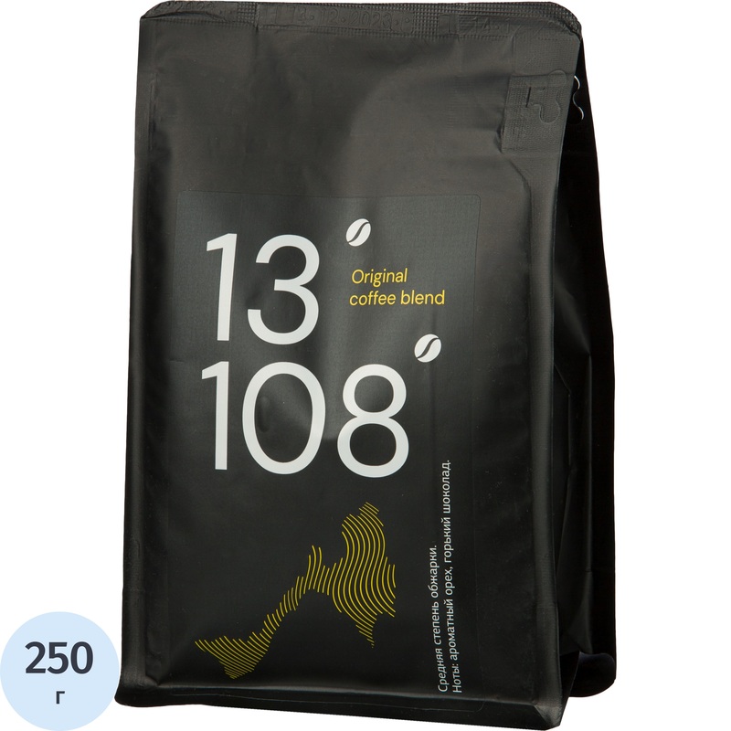 Изображение товара Кофе в зёрнах Деловой стандарт 13/108 250 г - ароматный купаж арабика и робусты
