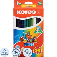 Карандаши цветные Kores Jumbo 24 карандаша 24 цвета трёхгранные  (утолщённые)