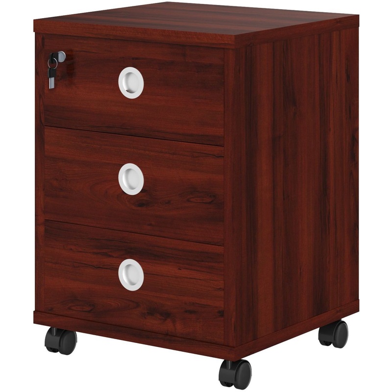 Изображение товара Тумба подкатная Born B 201A с центральным замком бургунди 480х455х660 мм 3 ящика