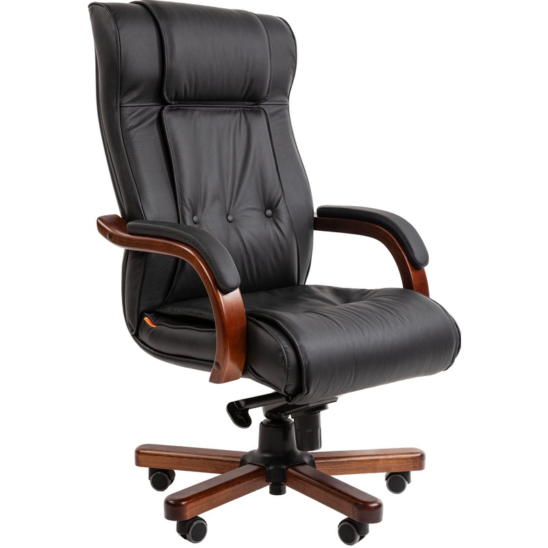 Изображение товара Уценка. Кресло для руководителя Chairman 653 чёрное (кожа с компаньоном, металл)