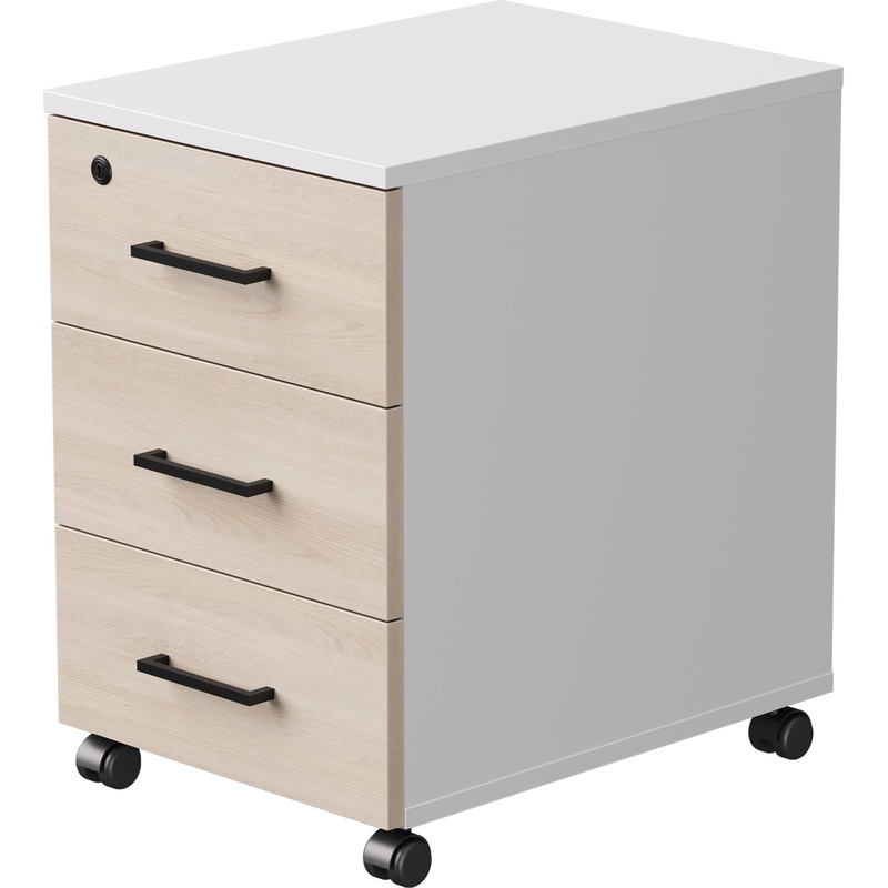 Изображение товара Тумба подкатная EVO 254T001W3/W3/DY офисная с замком 3 ящика дуб соната/белый