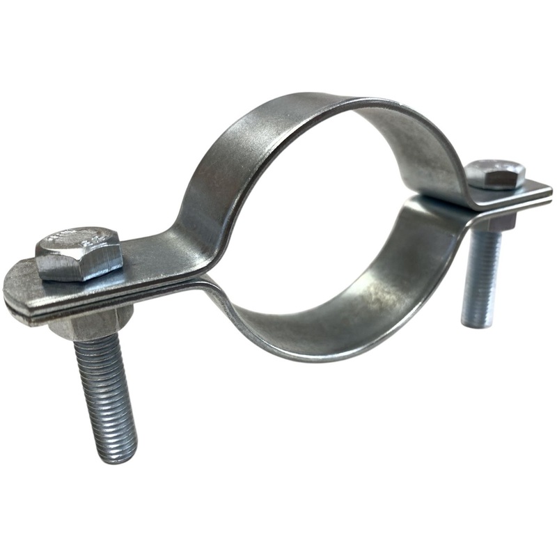 Изображение товара Хомут обжимной TOPFORT для труб из оцинкованной стали 76 мм с болтом и гайкой