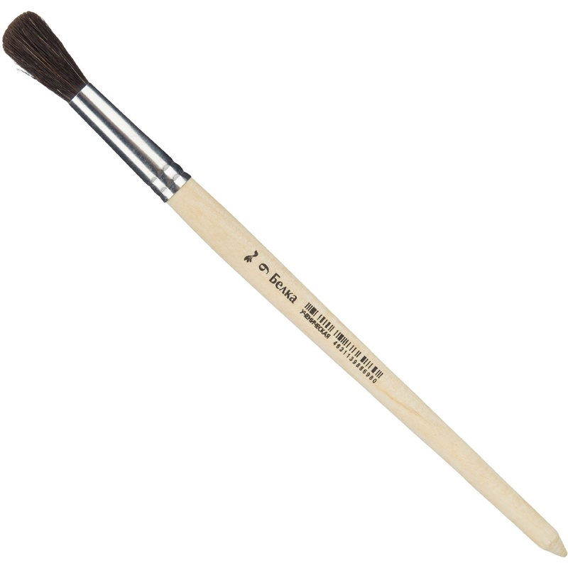 Изображение товара Кисть Комус Класс №1 School круглая белка №9 для акварели и гуаши