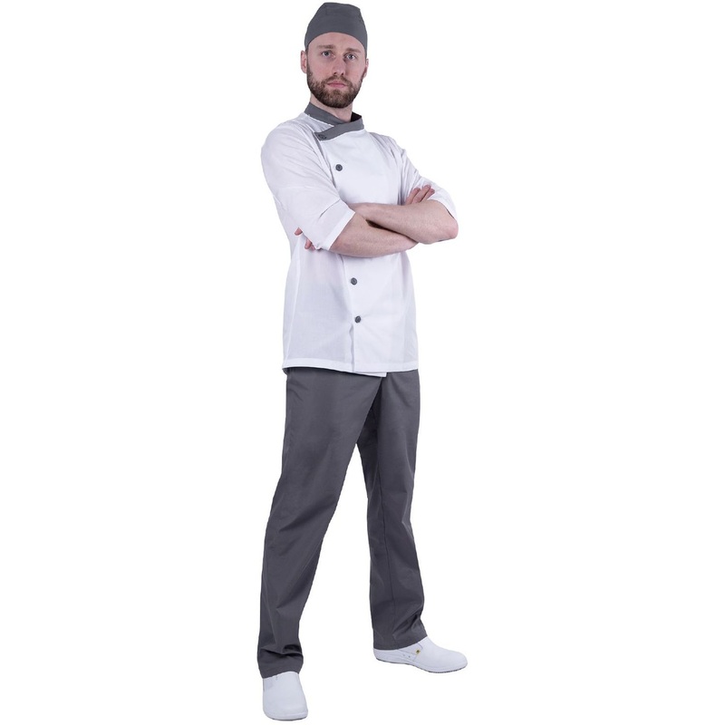 Изображение товара Костюм повара Бистро мужской белый/серый рукав 3/4 размер 52-54