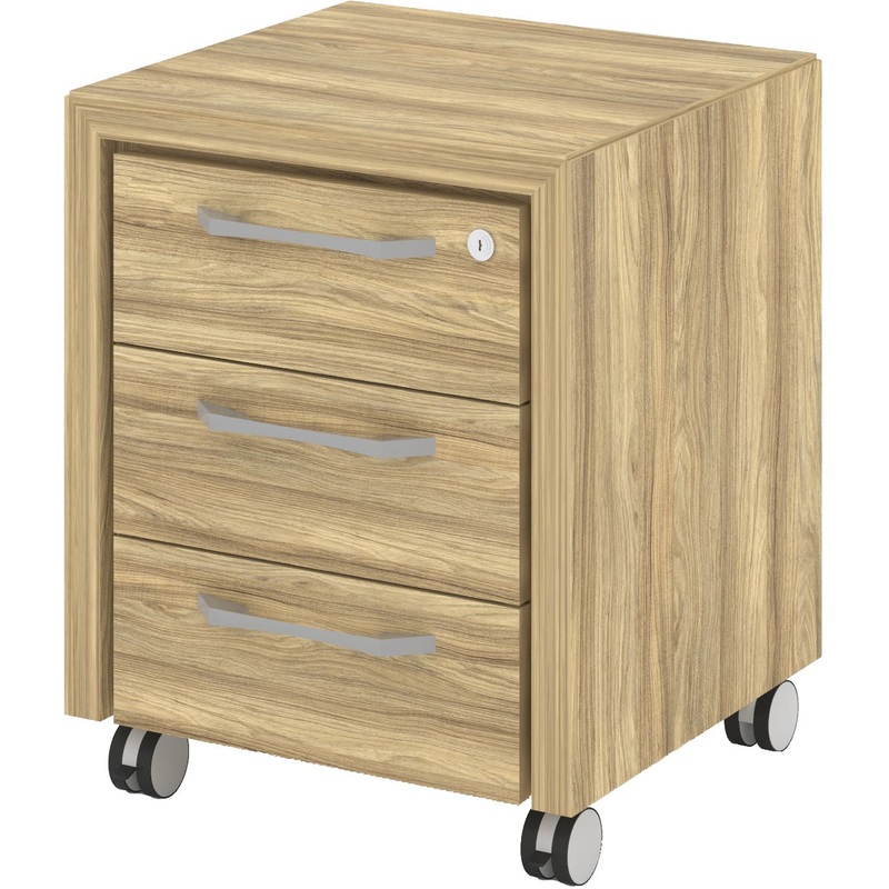 Изображение товара Тумба подкатная Corner COR.TM с центральным замком (гикори песочный, 480х450х600 мм, 3 ящика)