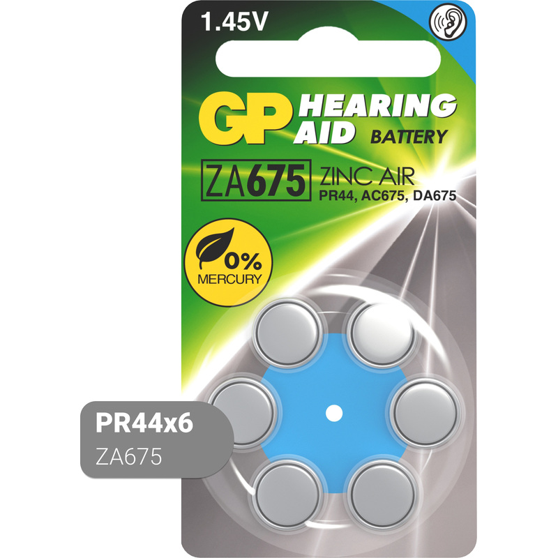 Изображение товара Батарейки PR44 GP Hearing Aid для слуховых аппаратов 6 шт в упаковке