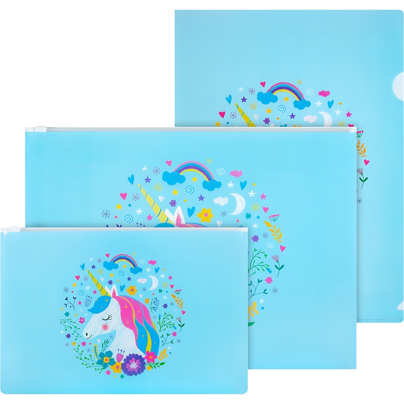 Изображение товара Набор папок №1 School Единорог голубой (3 предмета в наборе)