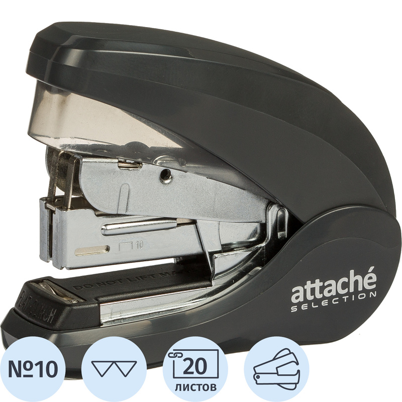 Изображение товара Степлер-мини Attache Selection MSGY1020 до 20 листов серый (скобы № 10, с антистеплером, энергосберегающий)