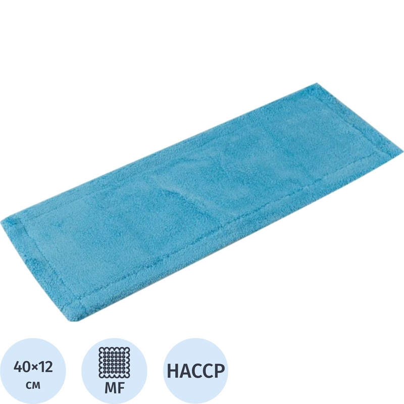 Изображение товара Насадка МОП для швабры-флаундера (плоской) NV микрофибра 40х12 си синяя 100шт/уп