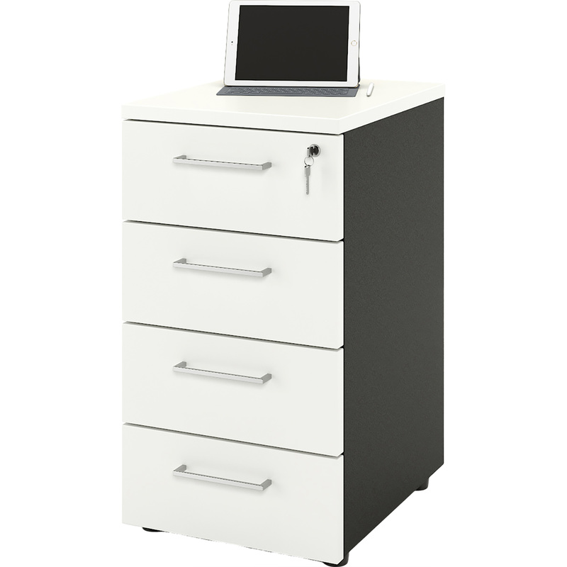 Изображение товара Тумба приставная Zamm Формат 11792 белый премиум с четырьмя ящиками и центральным замком