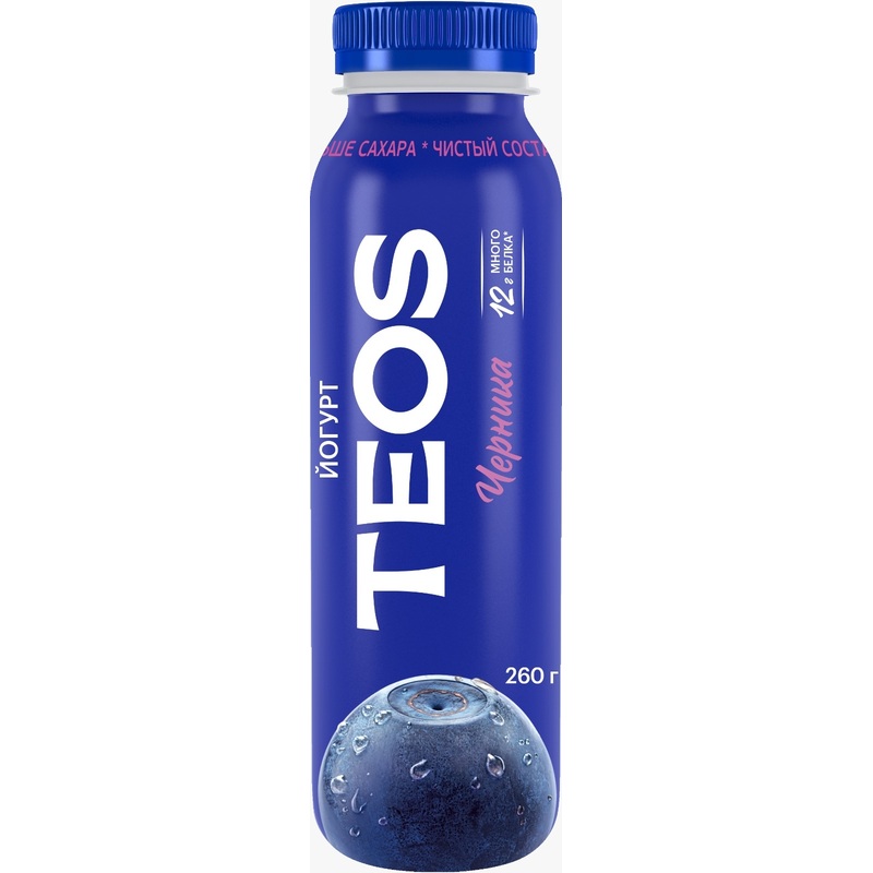Изображение товара Питьевой йогурт Teos Active черника 1.8% 260 г натуральный напиток
