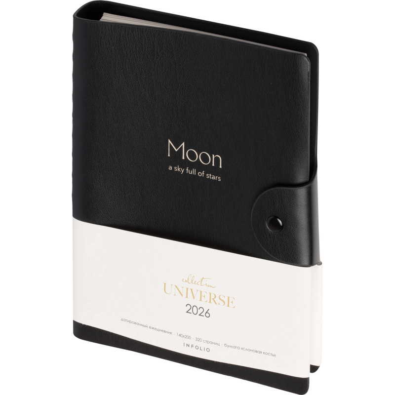 Изображение товара Ежедневник датированный 2026 год InFolio Universe А5 с искусственной кожей черный