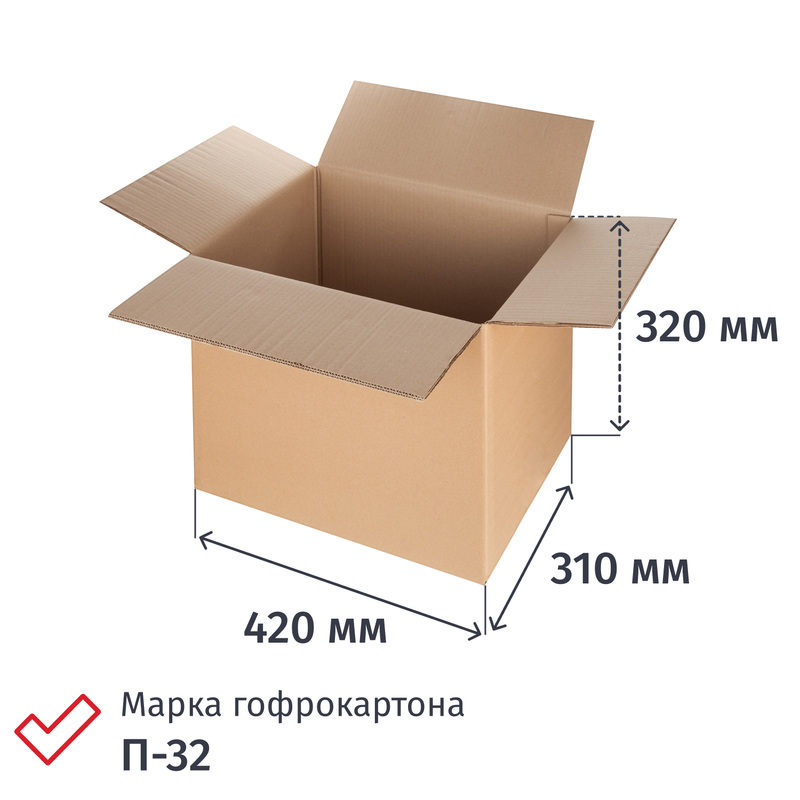 Изображение товара Гофрокороб 420х310х320 П-32 профиль ВС бурый (10 штук в упаковке)