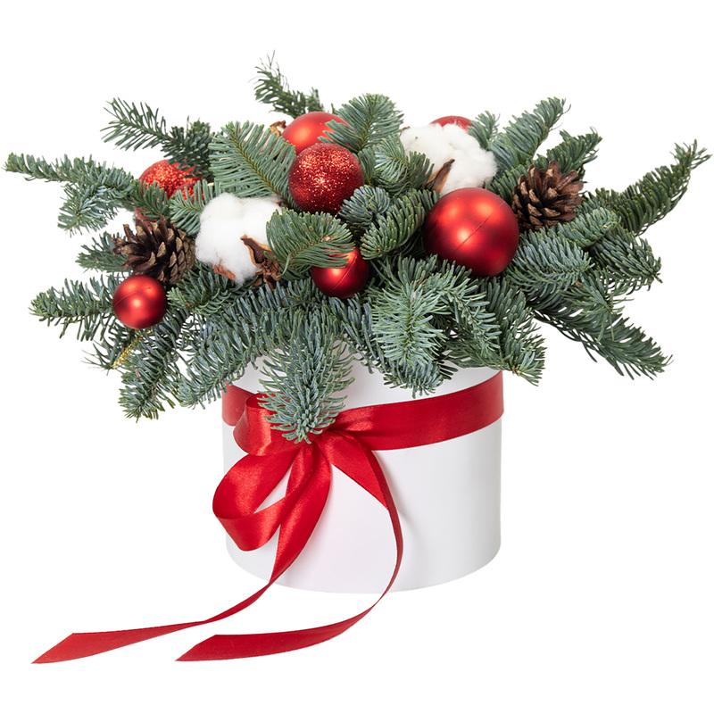 Изображение товара Компоновка новогодняя из Нобилиса Grinoteka 16 см в белой коробке