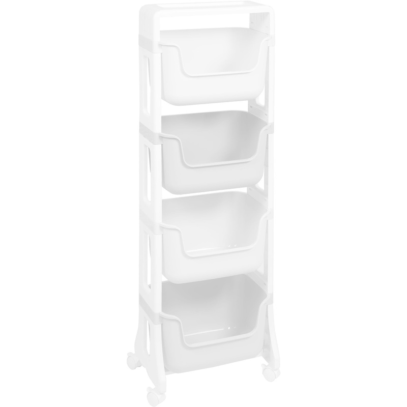 Изображение товара Этажёрка напольная Junior 771406 на колёсах (белый, 395х26х1228 мм)