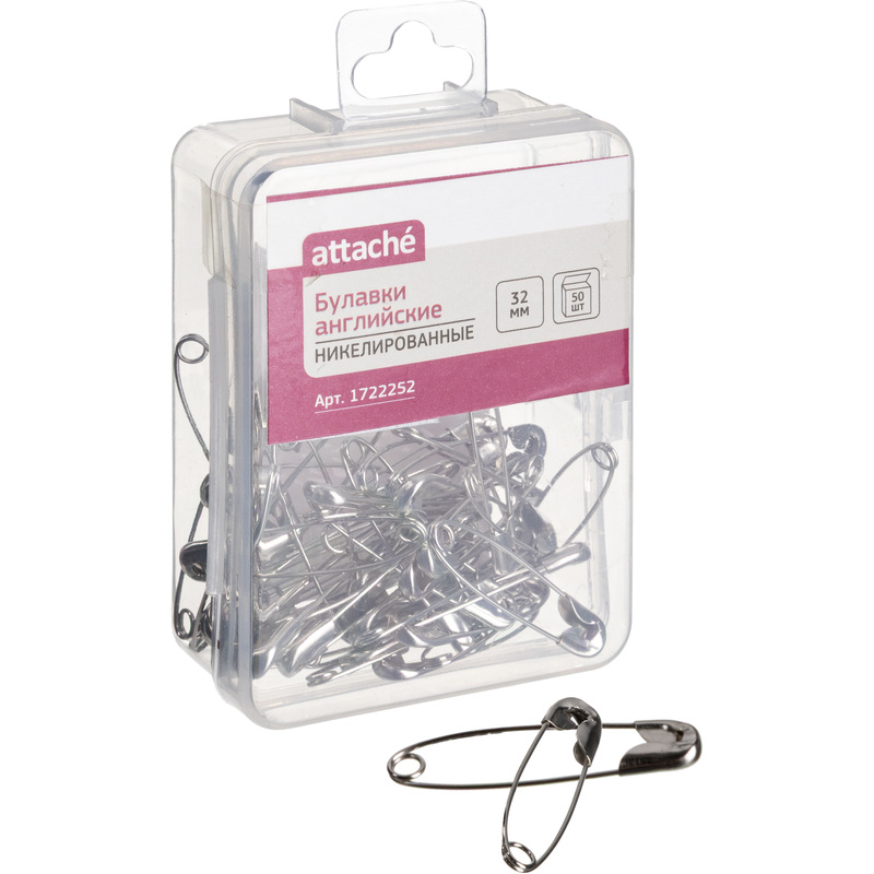 Изображение товара Булавки английские Attache металлические 32 мм (50 штук в упаковке)