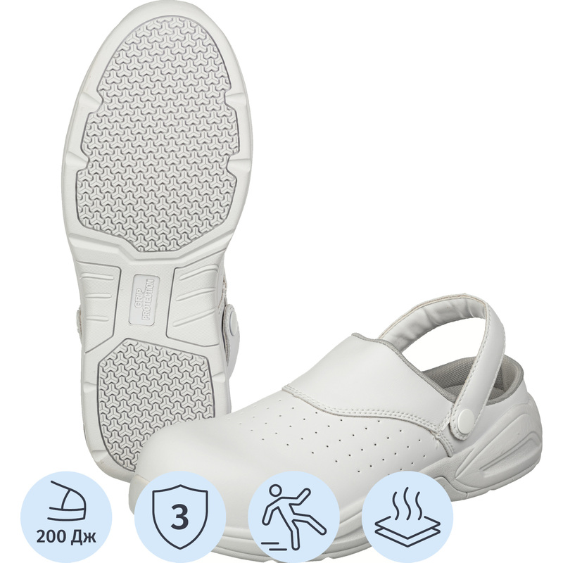 Изображение товара Сабо Мистраль White Grip ЭВА-нитрил белые размер 42 с ремешком