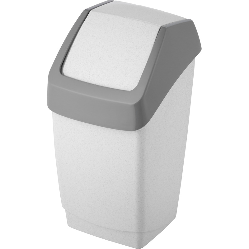 Изображение товара Уценка. Ведро мусорное Хапс 25 л пластик с крышкой серое/чёрное (55x30x28 см)