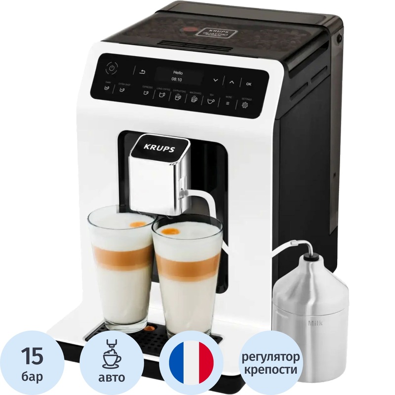 Изображение товара Кофемашина Krups EA891110 белая с автоматическим капучинатором