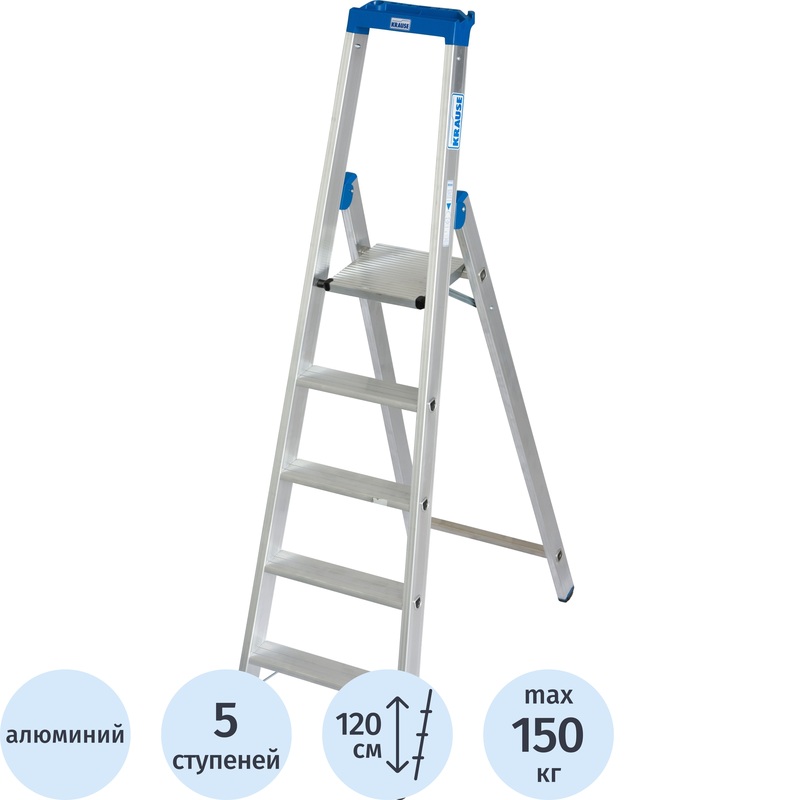 Изображение товара Алюминиевая строительная стремянка Krause Stabilo 5 ступеней профессиональная