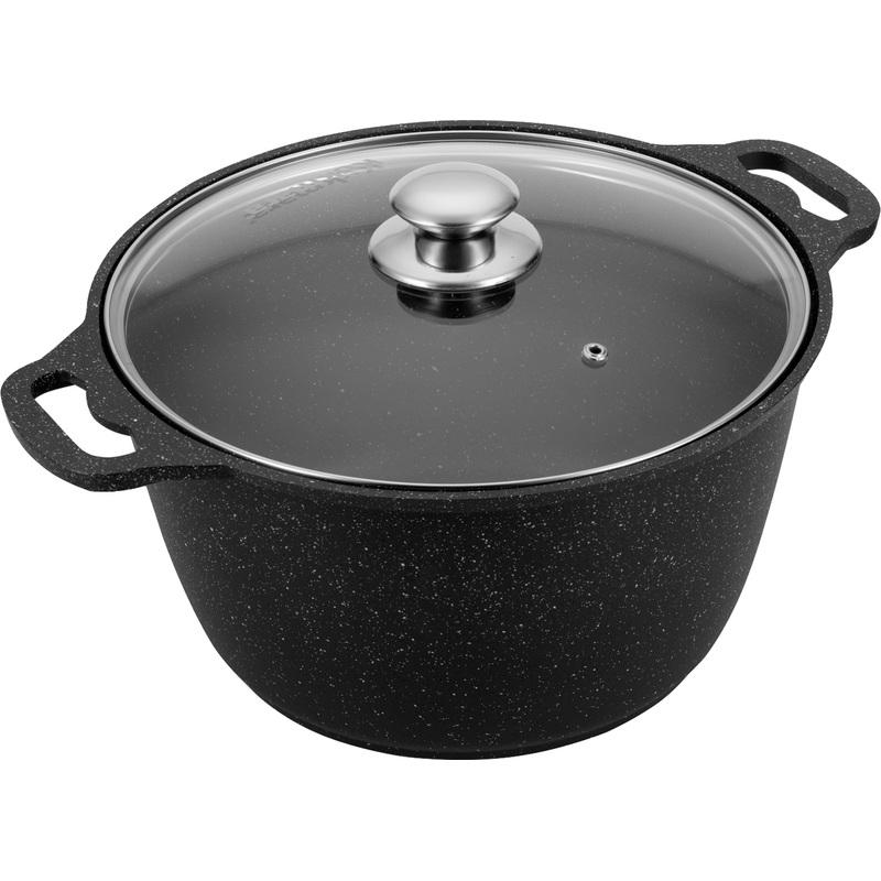 Изображение товара Кастрюля Kukmara 6 л литой алюминий с антипригарным покрытием стеклянной крышкой