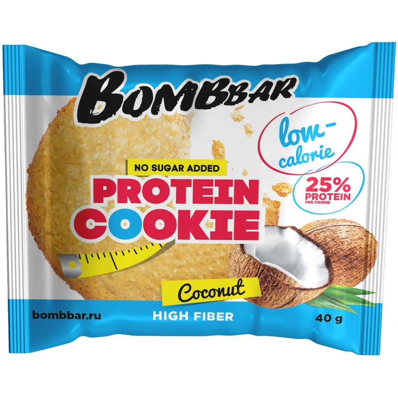 Изображение товара Протеиновое печенье Bombbar с кокосом 40 г для спортсменов диеты и правильного питания