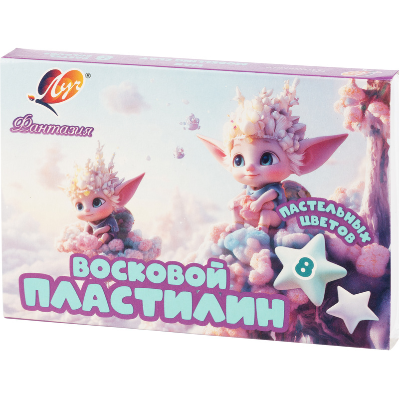 Изображение товара Пластилин восковой Луч Фантазия пастельный 8 цветов 120 г для творчества и развития детей
