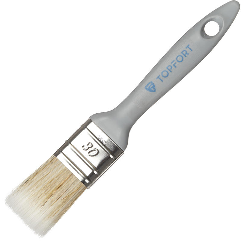 Изображение товара Кисть малярная плоская TOPFORT из смешанной щетины 30x15 мм серая