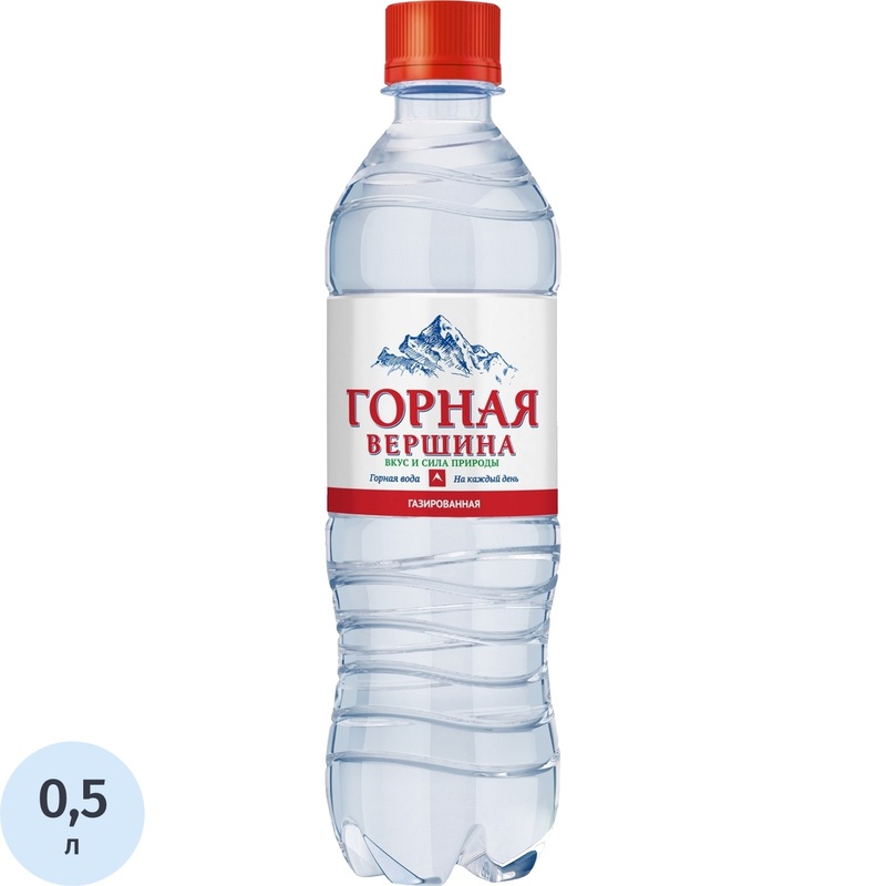 Изображение товара Вода минеральная Горная вершина столовая газированная 0.5 л