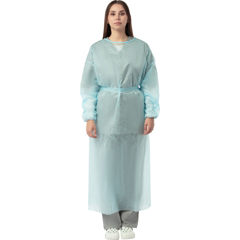 Изображение товара Халат одноразовый хирургический Пелигрин нестерильный рукав-резинка размер 48-54 (5 штук в упаковке)