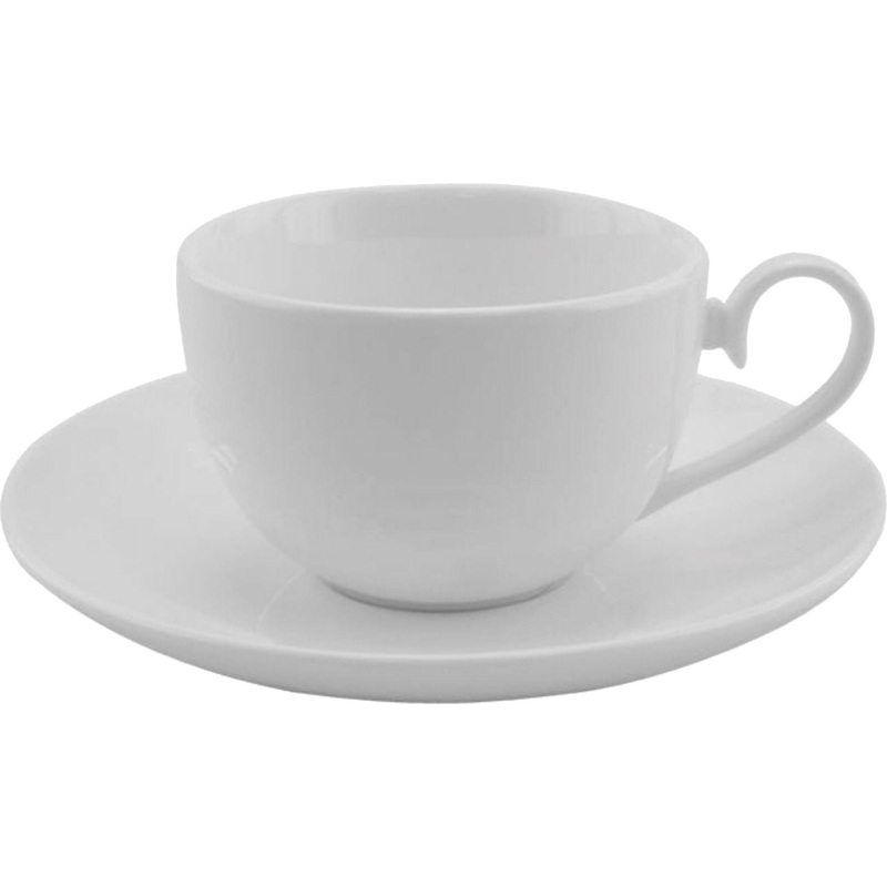 Изображение товара Чайная пара Классика 190 мл фарфор белая с фигурной ручкой в подарочной упаковке