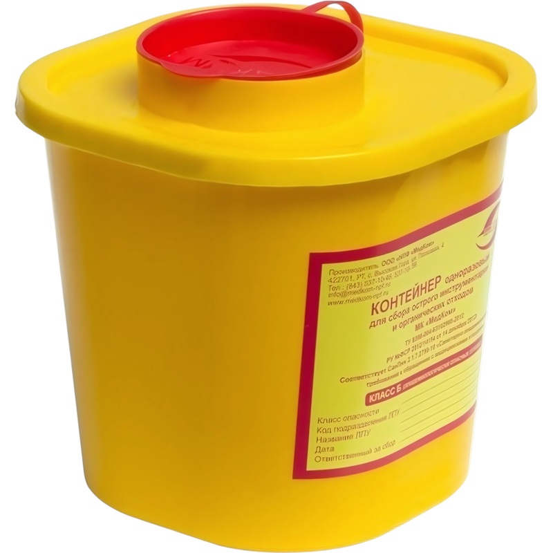 Изображение товара Емкость-контейнер для острого инструмента Медком класса Б 1 л желтый
