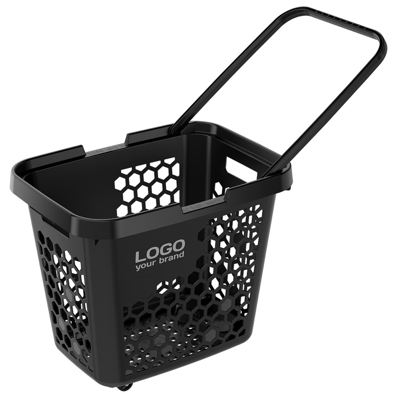 Изображение товара Пластиковая корзина-тележка Techno XL черная 80 литров для магазинов и бизнеса