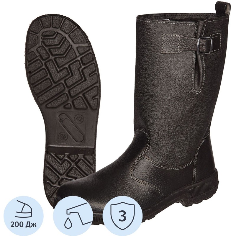 Изображение товара Рабочие зимние сапоги Профи 50 из натуральной кожи кирзы с металлическим подноском 44 размер