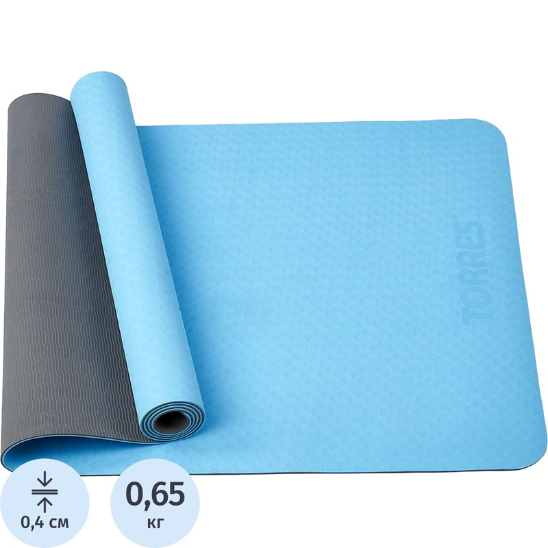Изображение товара Коврик для фитнеса и йоги Torres YL10064 173x61x0.4 см синий серый