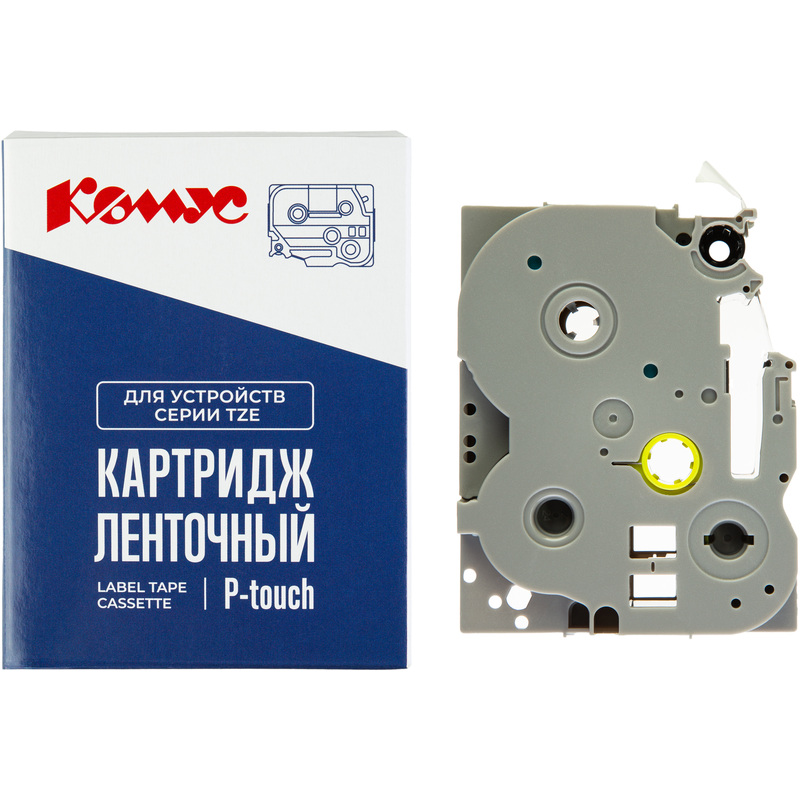 Изображение товара Картридж Комус TZE-213 для принтеров Brother 6 мм х 8 м белый синий